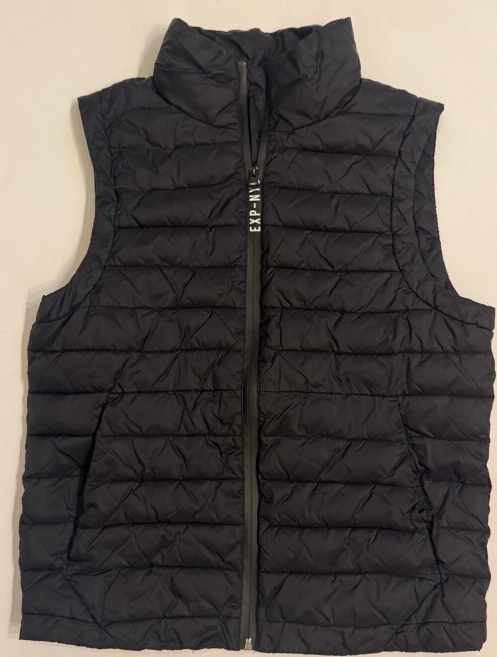Express Men's Black Full Zip Puffer Vest Sz S